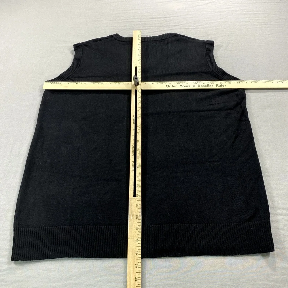 Paul Jones Sweater Vest Mens XL Black V-Neck‎ Knit Grandpa Golf Casual Adult